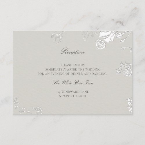 Rose Ivory Sonnet Formal Elegant Wedding Reception Enclosure Card