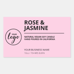 Rose Jasmine Scent Pink Soy Candle Labels
