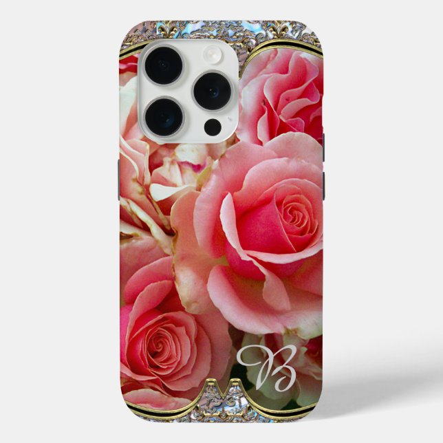 Rose Juxtapose Monogram Case-Mate iPhone Case (Back)