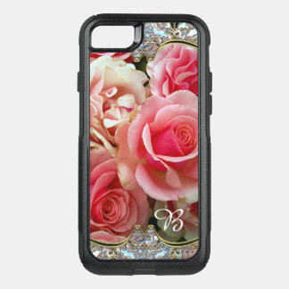 Rose Juxtapose Monogram Pretty Vintage Chic OtterBox Commuter iPhone SE/8/7 Case