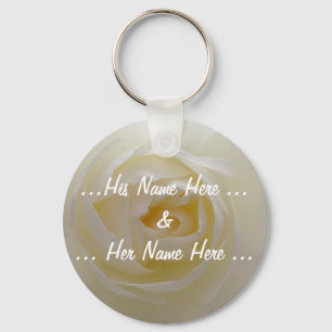 Rose Key Chains Custom White Flower Gifts