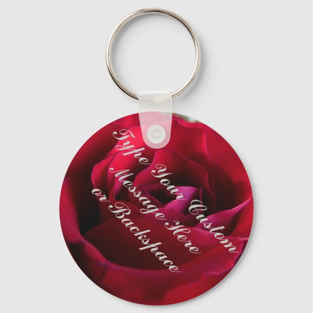 Rose Key Chains Personalized Red Rose Keychain (Front)
