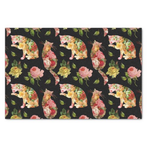 Rose Kitties Vintage Floral Tissue Paper