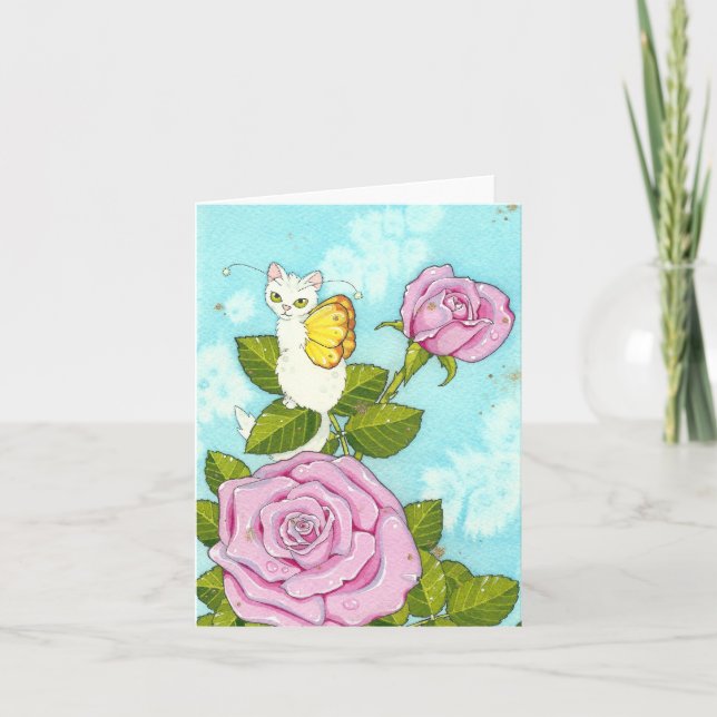 Rose kitty fairy notecard (Front)