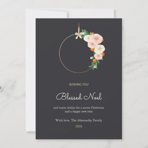 Rose Kumquat Hoop Family Christmas Card