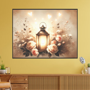 Rose Lantern Glow Bouquet Canvas Print
