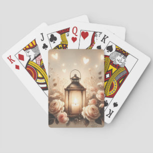 Rose Lantern Glow Bouquet Poker Cards