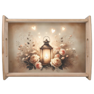 Rose Lantern Glow Bouquet Serving Tray