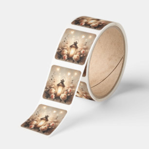 Rose Lantern Glow Bouquet Square Sticker