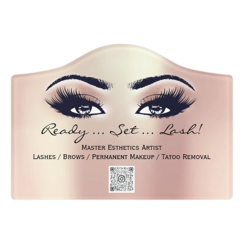 Rose Lash Brows Makeup Tatoo Removal QR Code  Door Sign