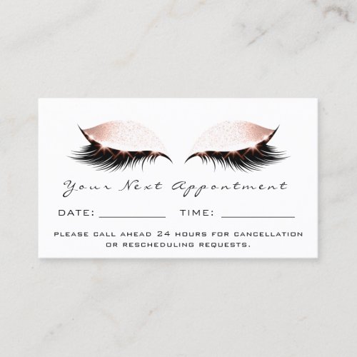 Rose Lashes Makeup Artist Appointment White Business Card