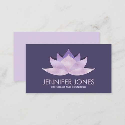 Rose Lavender Lotus Flower on purple navy Business Card
