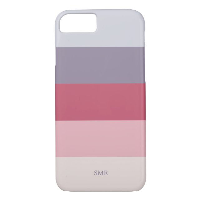 Rose Lavender Purple Pink Striped Monogram Case (Back)