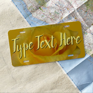 Rose License Plate Personalize Yellow Rose License