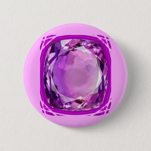 Rose Lilac Amethyst Gemstone by SHARLES Pinback Button (Front)