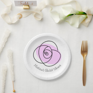 Rose Lilac Bridal Shower round Paper Plates
