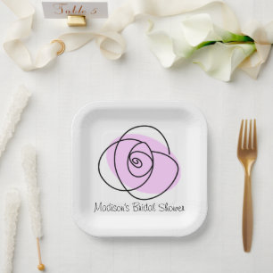 Rose Lilac Bridal Shower square Paper Plates