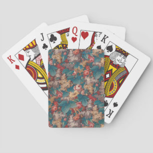 Rose, Lilac, Large Leaves Pattern Vintage Garden Poker Cards