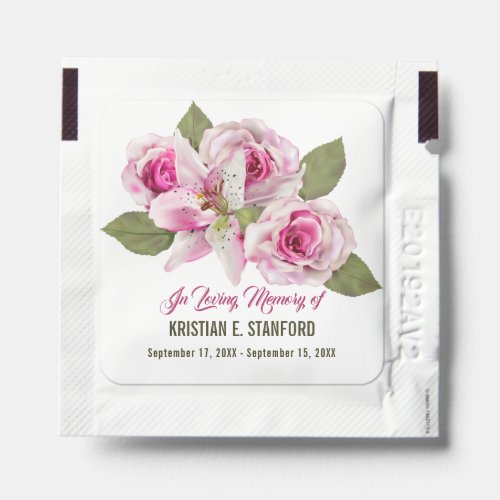 Rose Lily Greenery Funeral Memorial Hand Sanitizer Packet