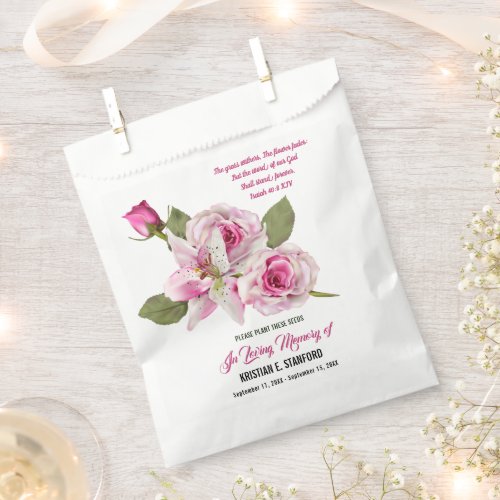 Rose Lily Greenery Seed Packet Favor Bag