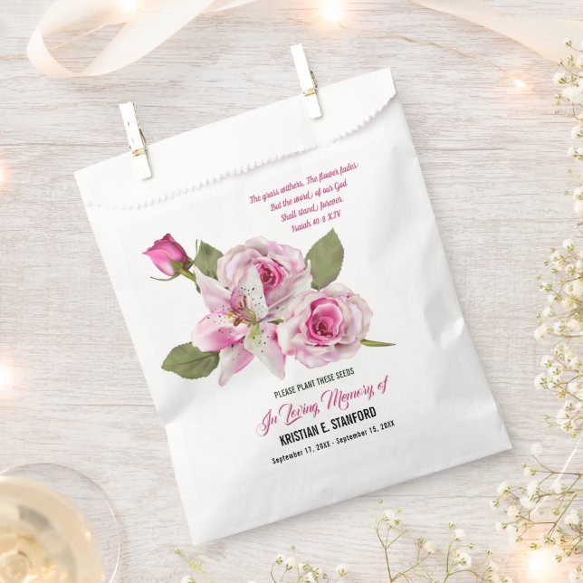 Rose Lily Greenery Seed Packet Favor Bag (Clipped)