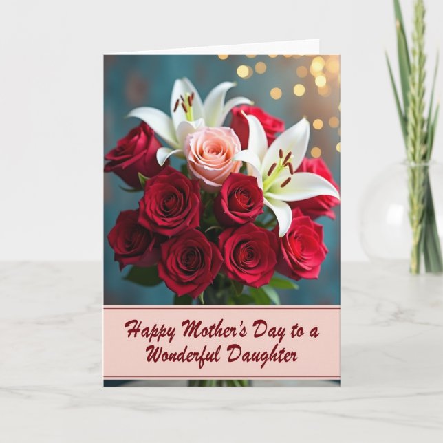 Rose Lily Mothers Day Banner Card (Front)