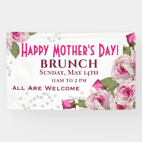 Rose Lily Pearl Pink Mothers Day Banner
