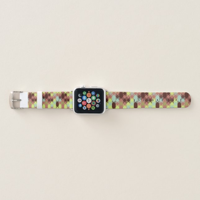 rose, lime, yellow and coffee bean geometric apple watch band (Front)