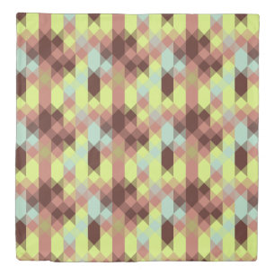 rose, lime, yellow and coffee bean geometric duvet cover