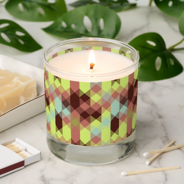 rose, lime, yellow and coffee bean geometric scented candle (Lit)