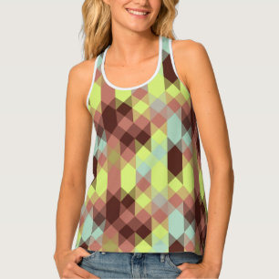 rose, lime, yellow and coffee bean geometric tank top