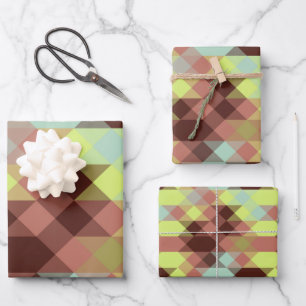 rose, lime, yellow and coffee bean geometric wrapping paper sheets