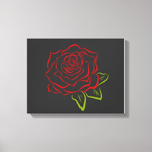 Rose Line Drawing Canvas Print (Front)