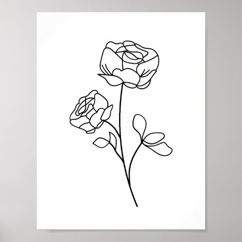 Rose Line Drawing minimalist modern art floral  Poster