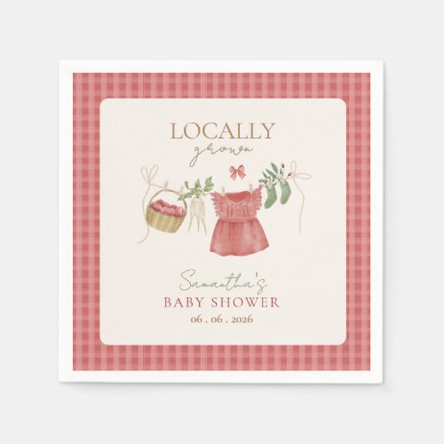 Rose Locally Grown Farmer's Market Baby Shower Napkins