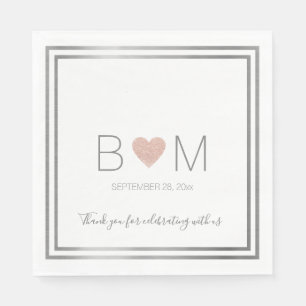 Rose Love Heart Wedding Celebration Party Napkins