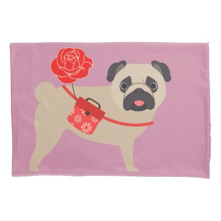 Rose Love Pug Pillowcase