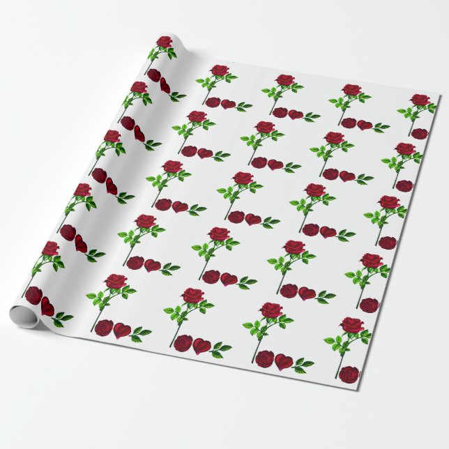 Rose LOVE Wrapping Paper –Hand-Painted Floral Gift (Unrolled)
