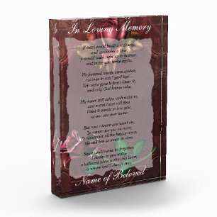 Rose Loving Memory Prayer Award