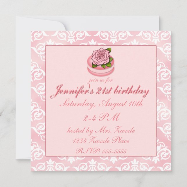 Rose Macarons Invitation (Front)