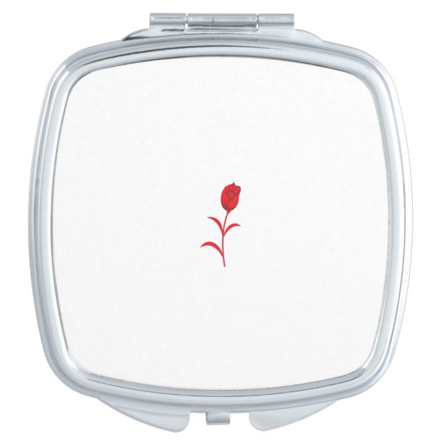Rose Madder, Lava Red, floral Design Compact Mirror (Front)
