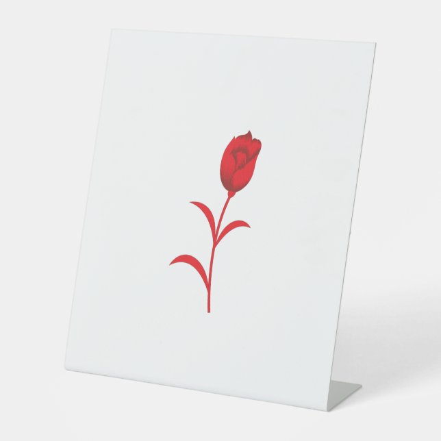 Rose Madder, Lava Red, floral Design Pedestal Sign (Front)