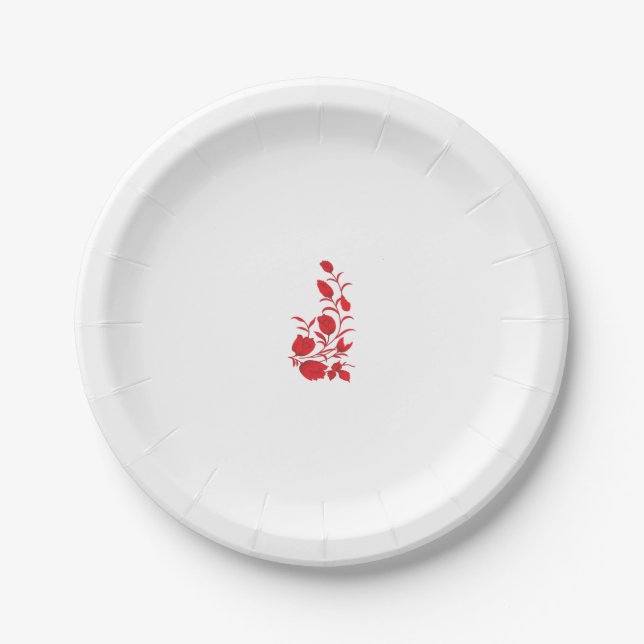 Rose Madder, Thunderbird floral design Paper Plates (Front)