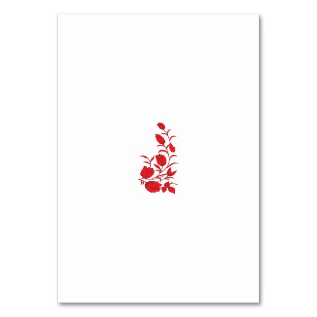 Rose Madder, Thunderbird floral design Table Number (Front)