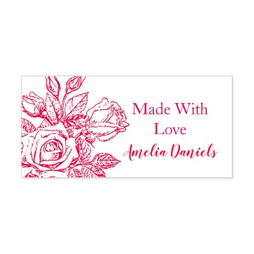 Rose Made With Love Self Inking Rubber Stamp