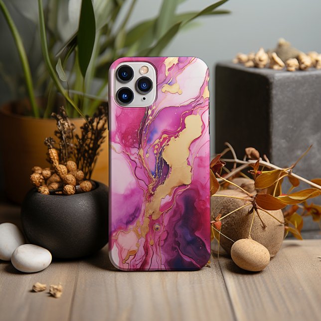 Rose, Magenta and Gold Marble, Alcohol Ink Design Case-Mate iPhone Case (Creator Uploaded)