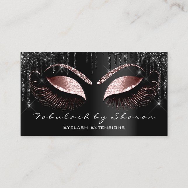 Rose Makeup Eyelash Black Drips Professional Business Card (Front)