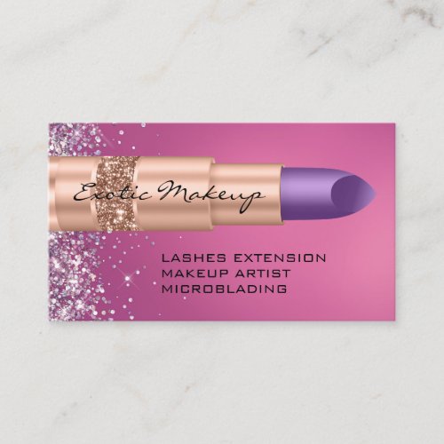 Rose Makeup Glitter Lipstick Logo QR Code Spark  Business Card