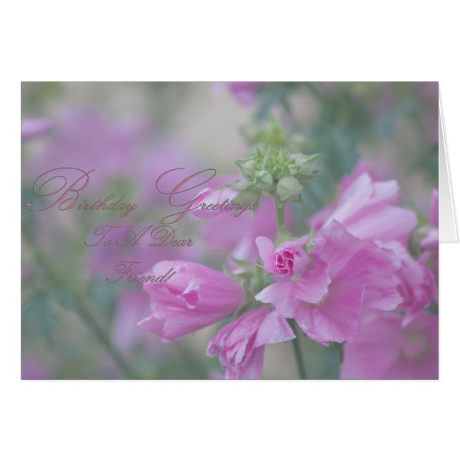 Rose Mallow Birthday Greetings To A Dear Friend Cards (Front Horizontal)