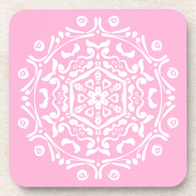 Rose Mandala Beverage Coaster (Front)